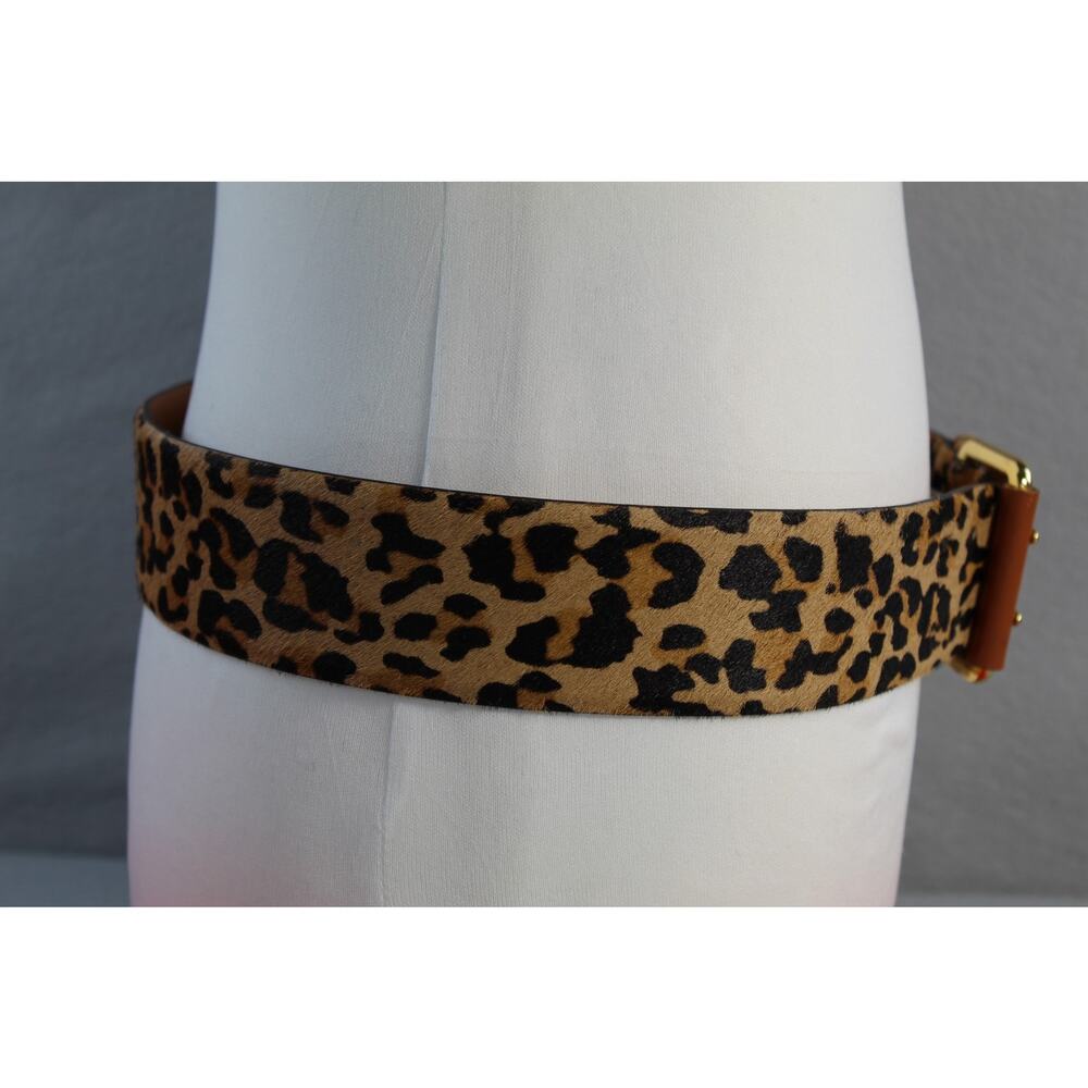 Lauren Ralph Lauren Belt Women's M Brown Leopard Print Wide Waist Leather Buckle - Picture 4 of 15